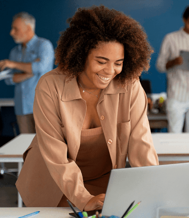 Women at a computer